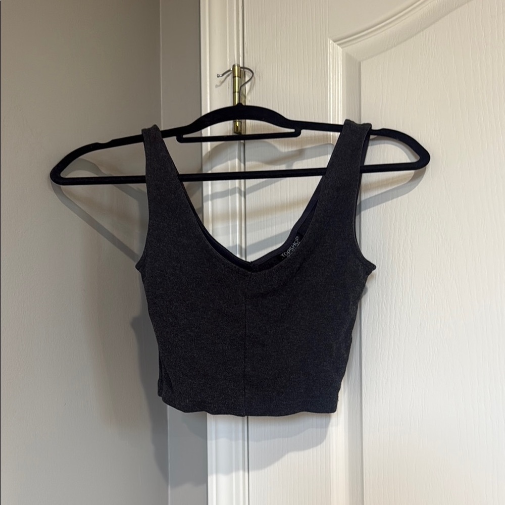 Topshop Dark Grey Crop Tank Top